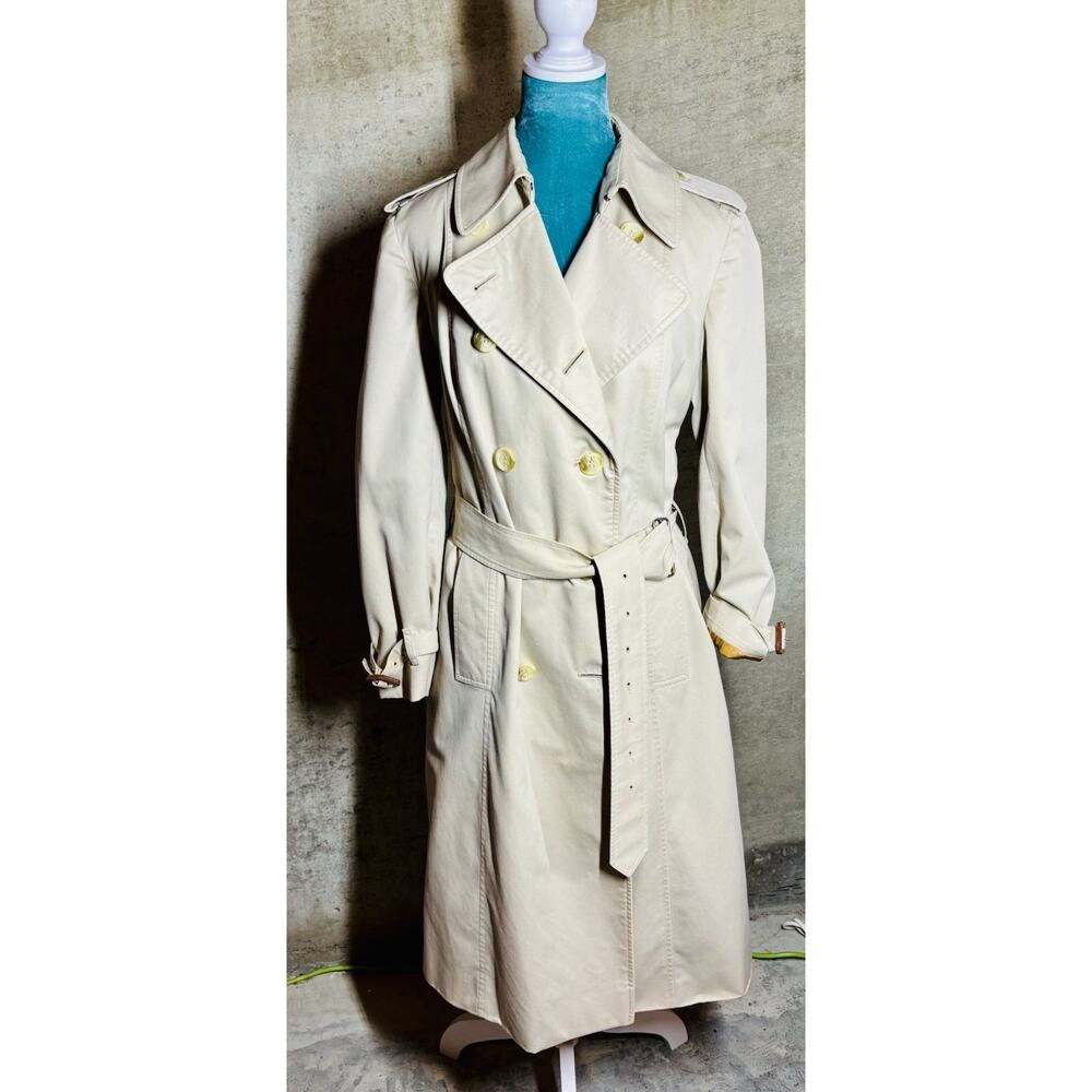 Vintage Burberrys Women's Trench Coat S Beige Nova Check Belted Made in England